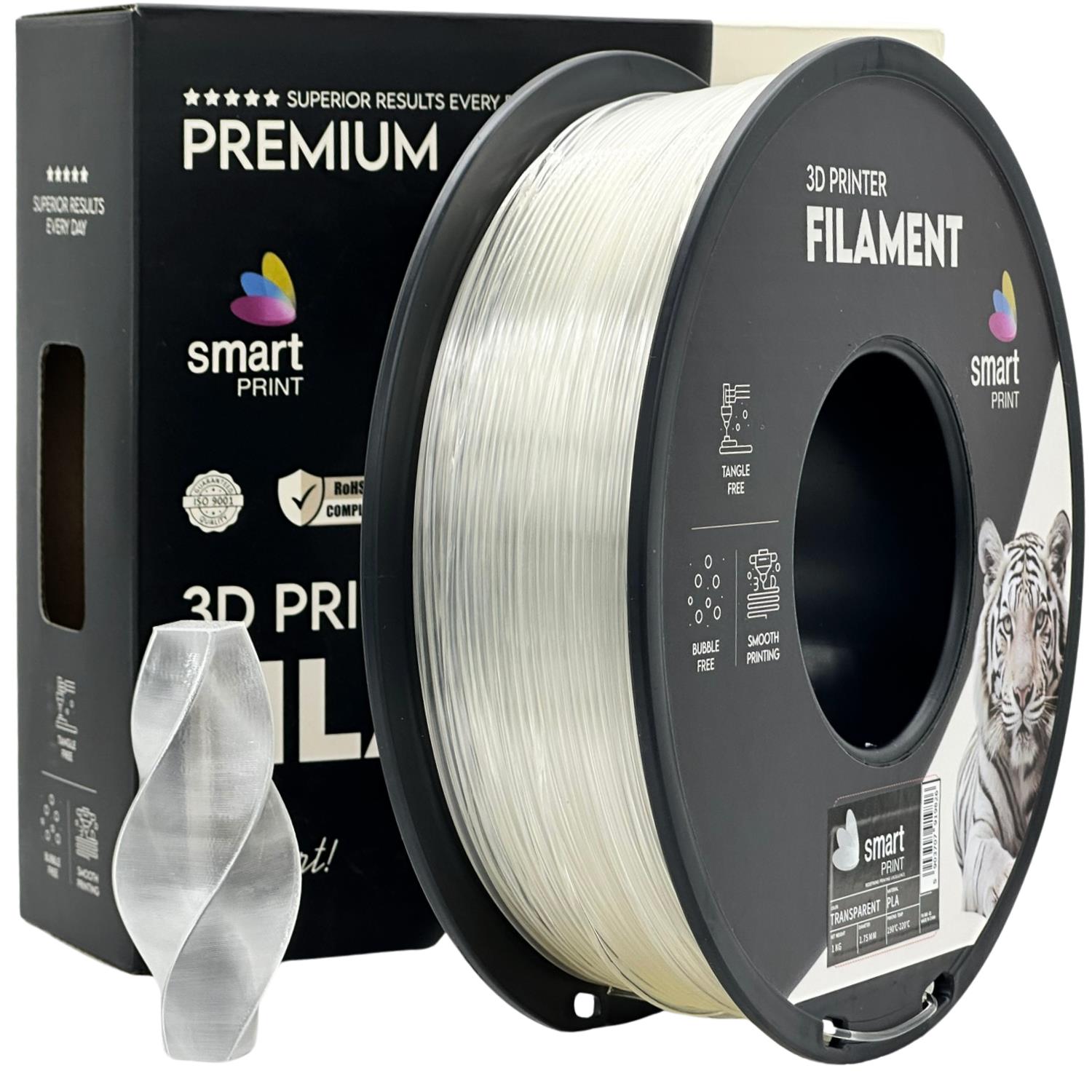 Rolă de filament PLA transparent, Smart Print, 1,75 mm