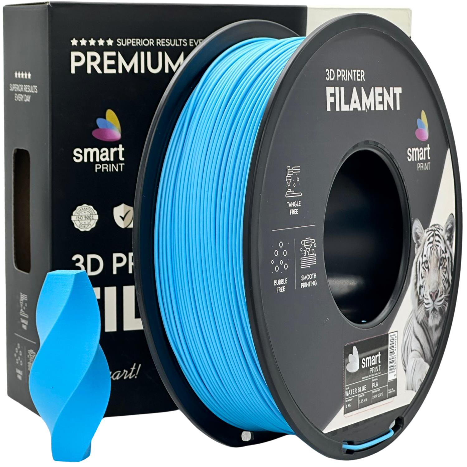 Rolă de filament PLA albastru apă, Smart Print, 1,75 mm