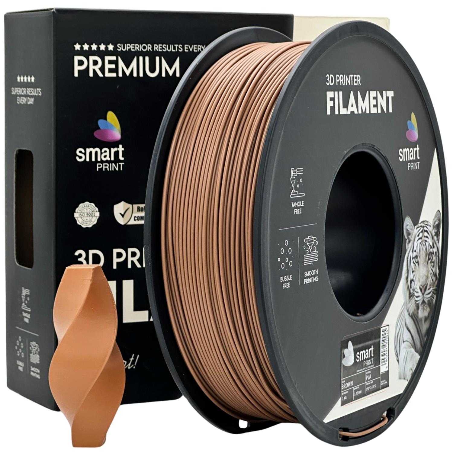 Rolă de filament PLA maro, Smart Print, 1,75 mm