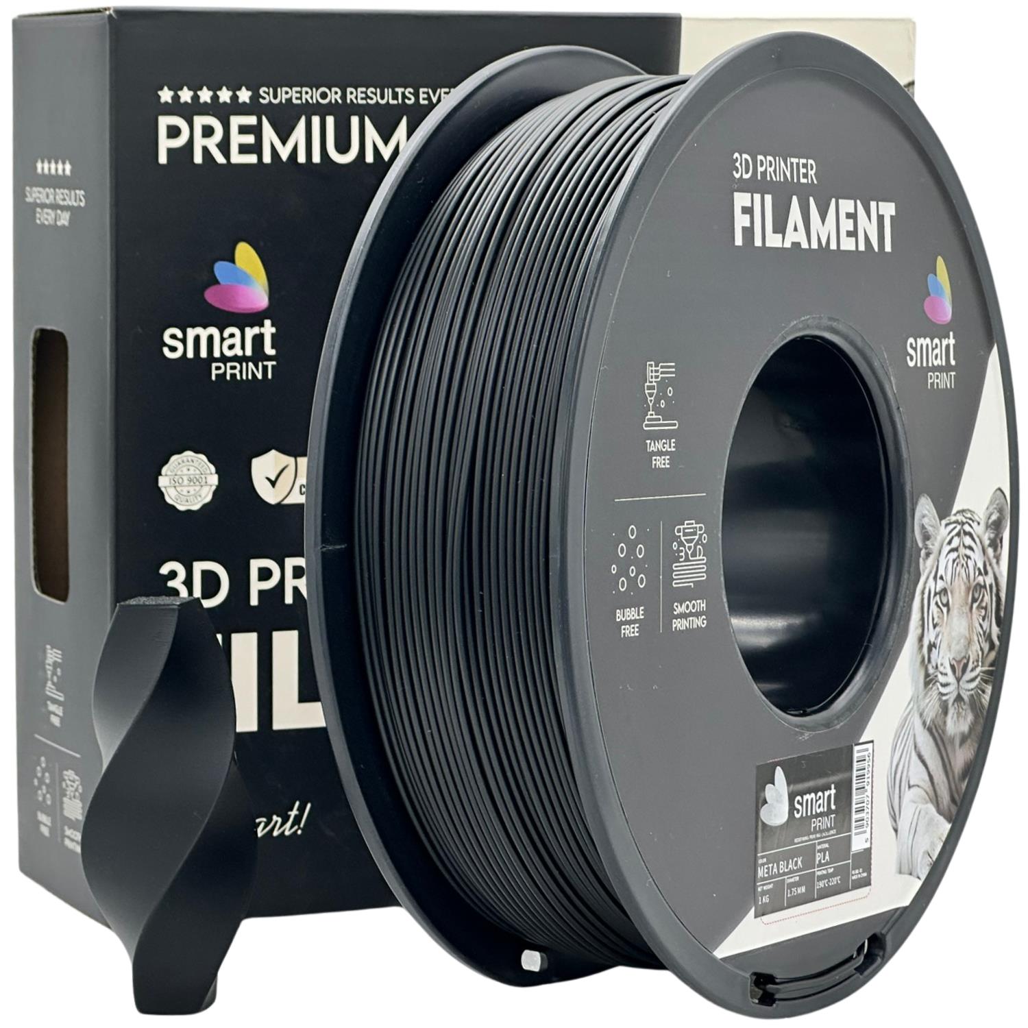 Spool of PLA META black filament, Smart Print, 1.75 mm