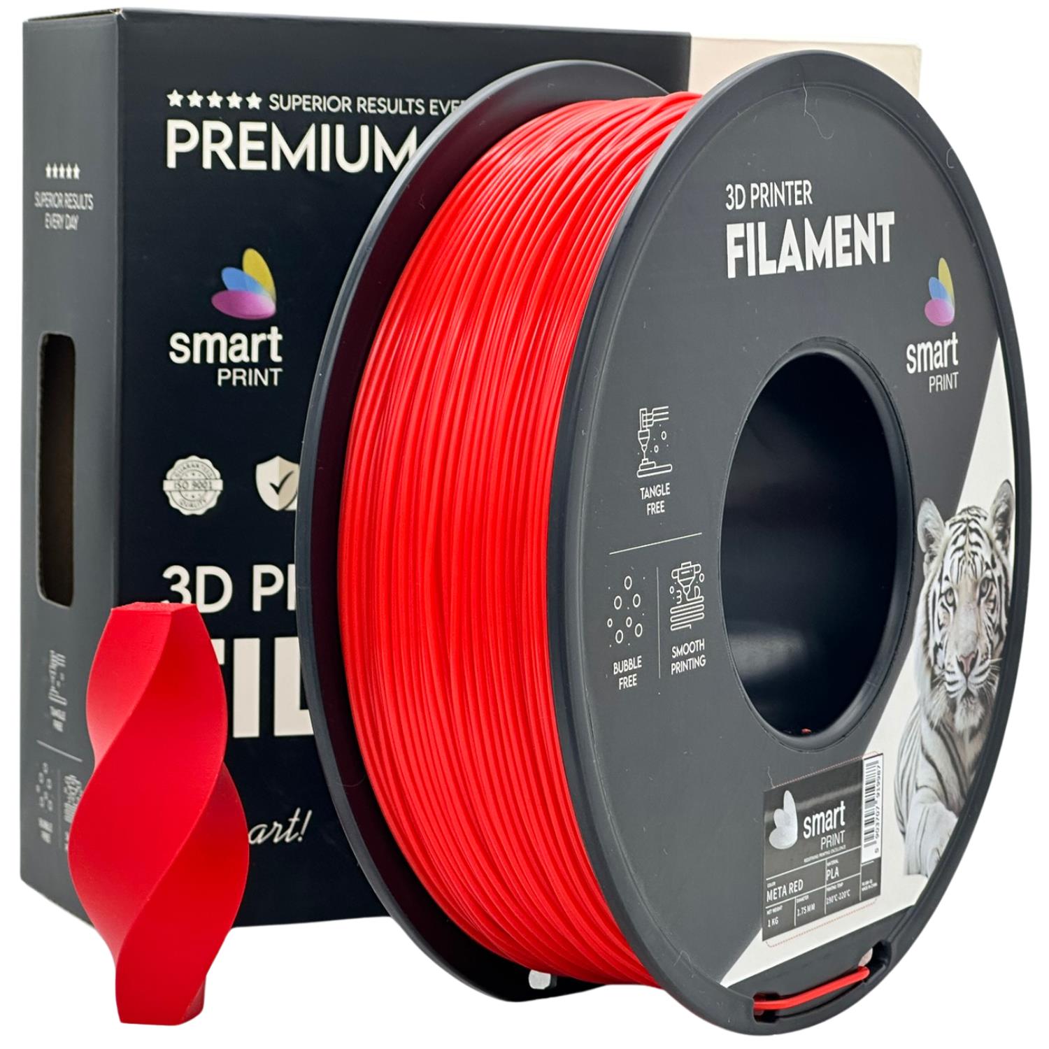 Spool of PLA META red filament, Smart Print, 1.75 mm