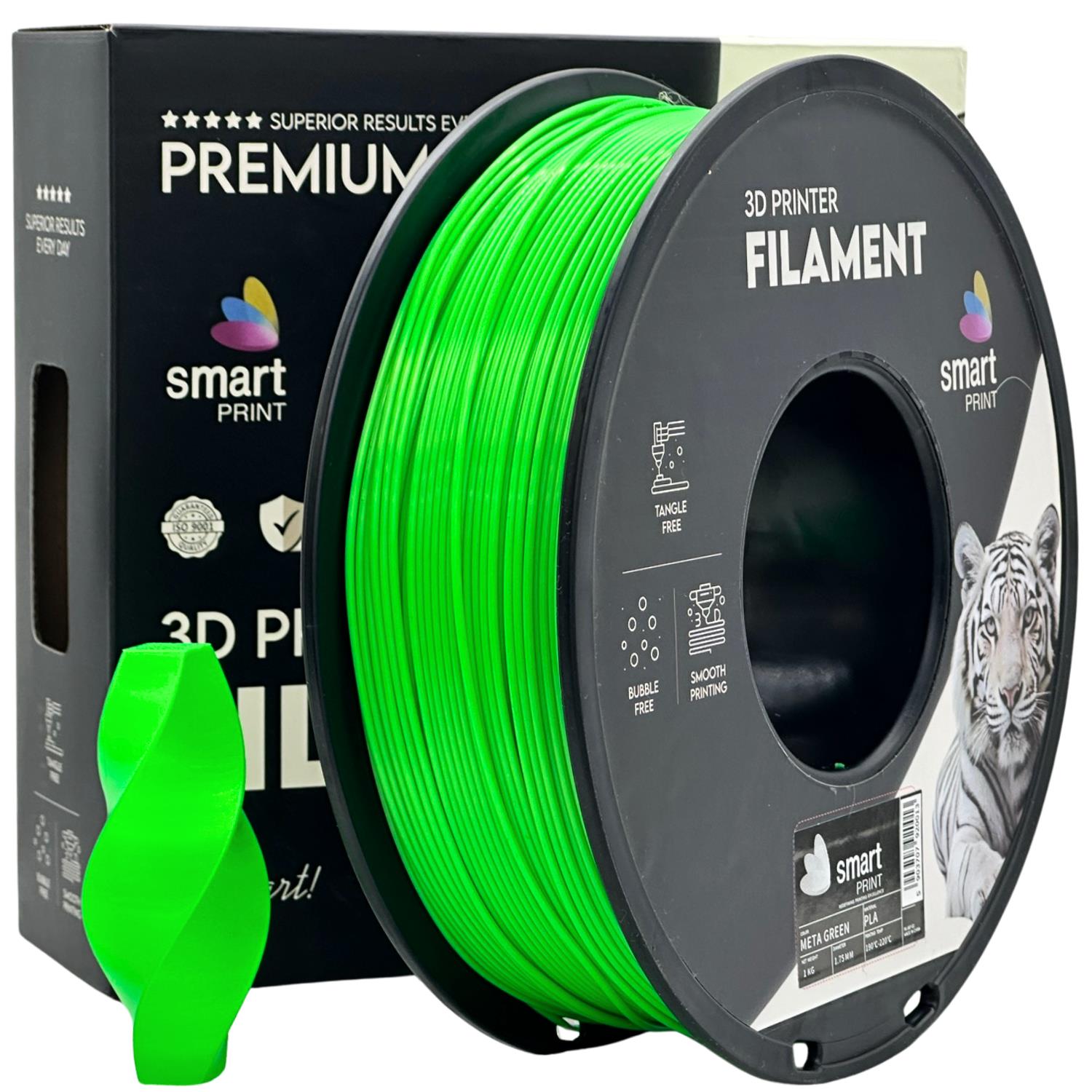 Rolă de filament PLA META verde, Smart Print, 1,75 mm