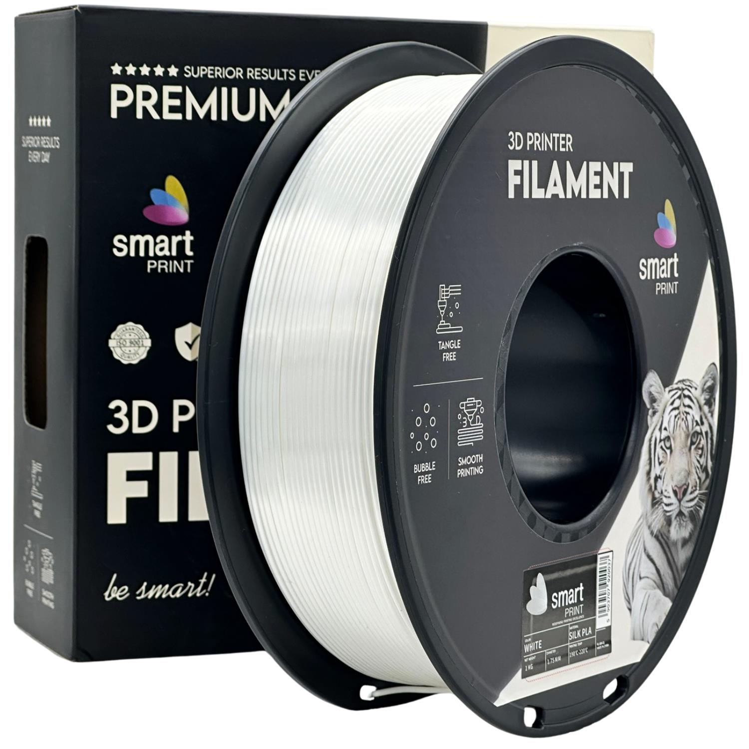 Rolă de filament Silk PLA alb, Smart Print, 1,75 mm