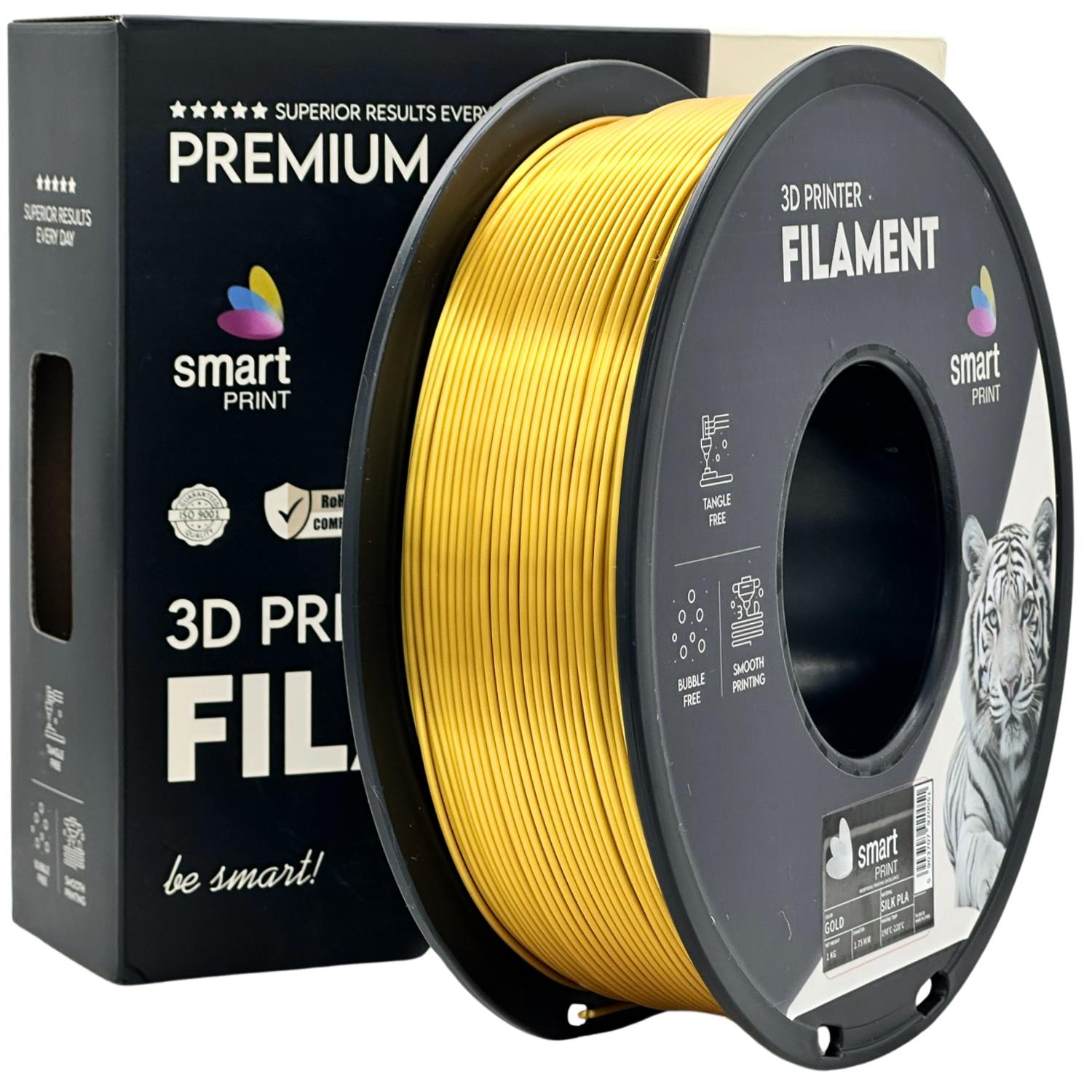 Rolă de filament Silk PLA auriu, Smart Print, 1,75 mm