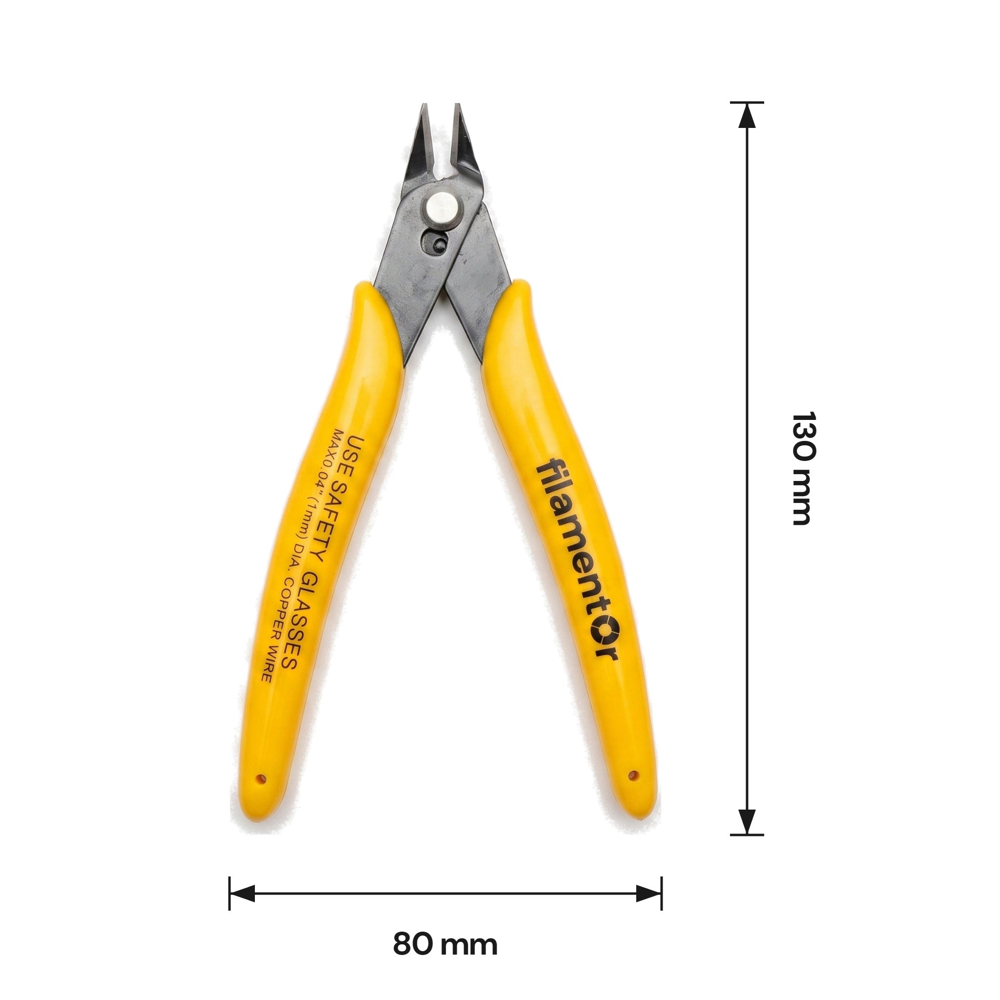 Dimensiunile cleștelui de tăiat Filamentor, 80 × 130 mm
